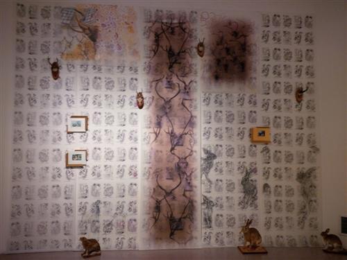 web London wall 3.jpg - Decorating the End of the World, installation detail,  
McIntosh Gallery London Ontario 2013